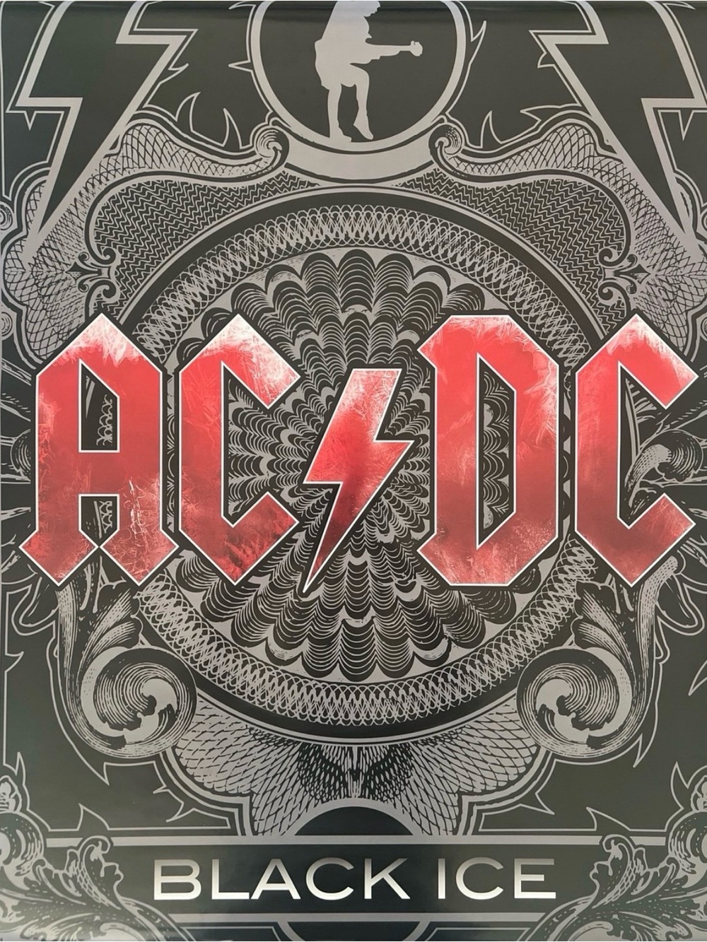 AC/DC Red Logo on Black Ornate PosterAprox Size 24x36 Inches